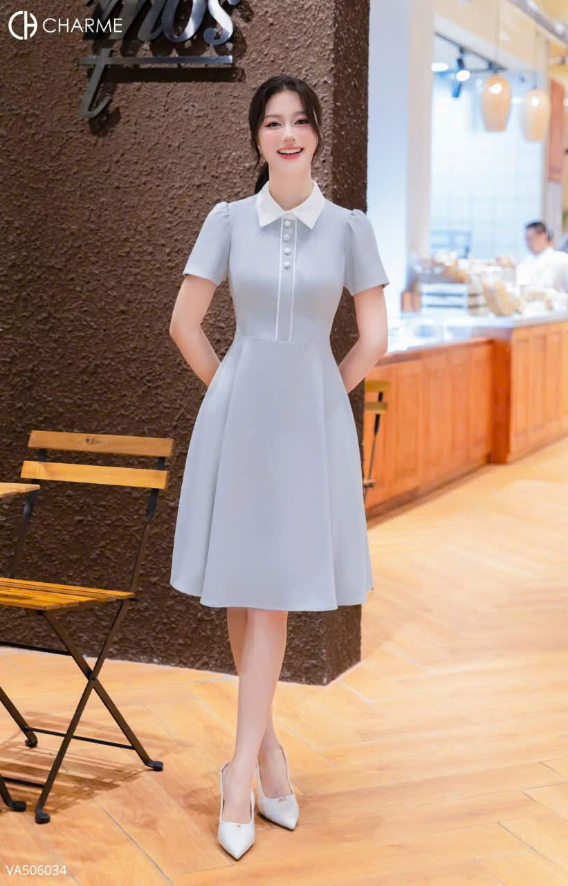 Váy dáng xòe cổ đức cúc bọc_thumbnail_3