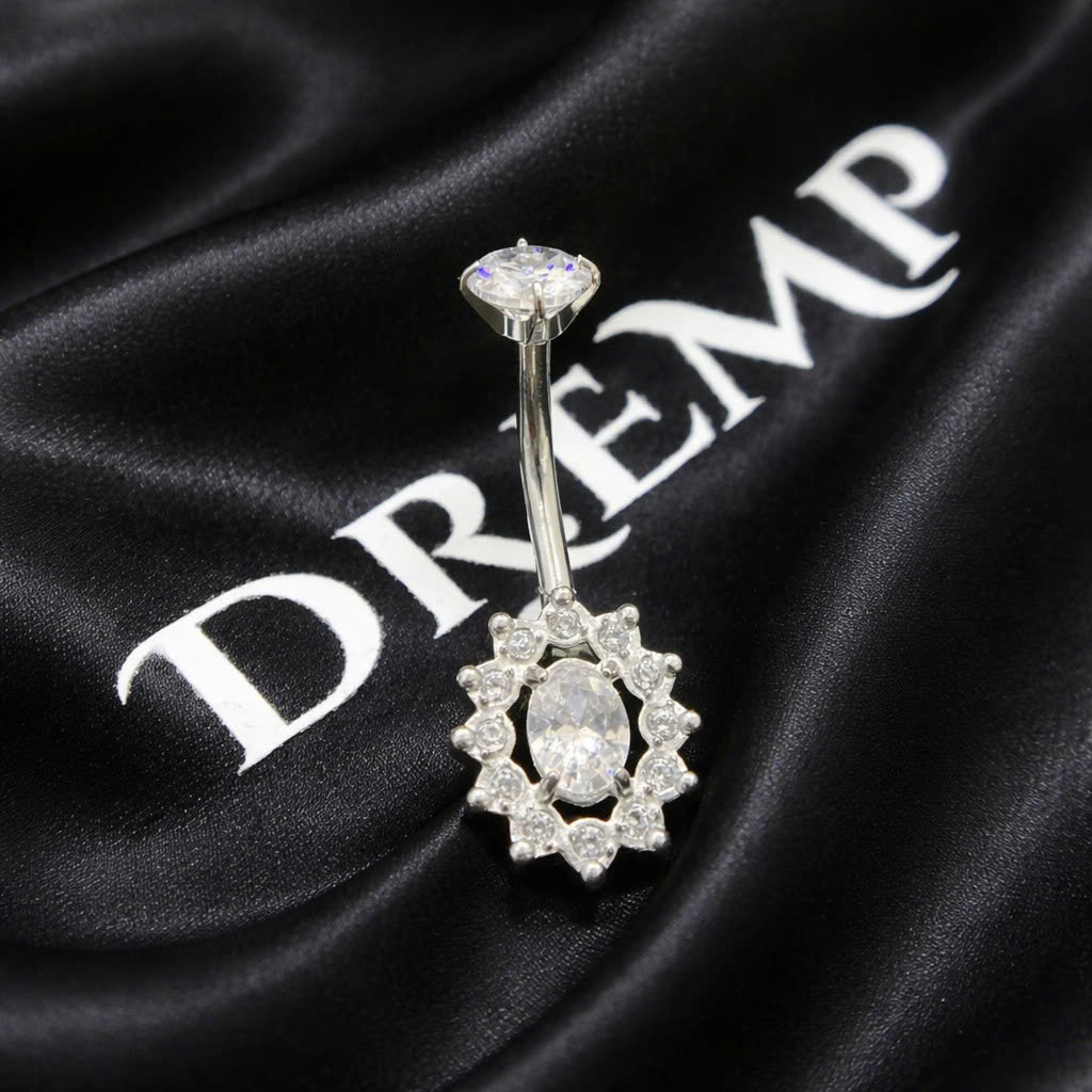 Rốn đá oval viền đá nhỏ