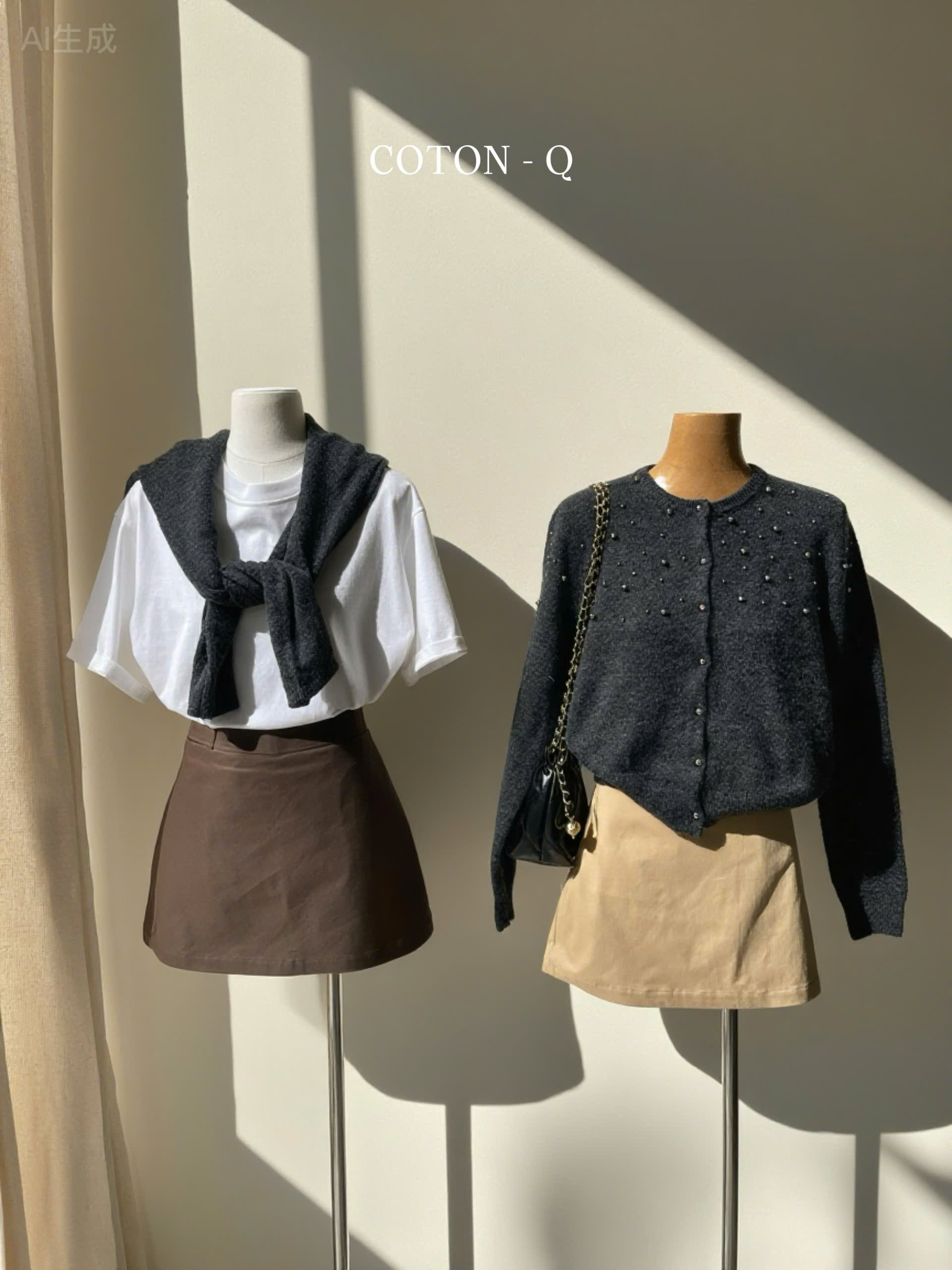 Chân váy ngắn Coton Q có quần trong ( ĐEN )_thumbnail_15