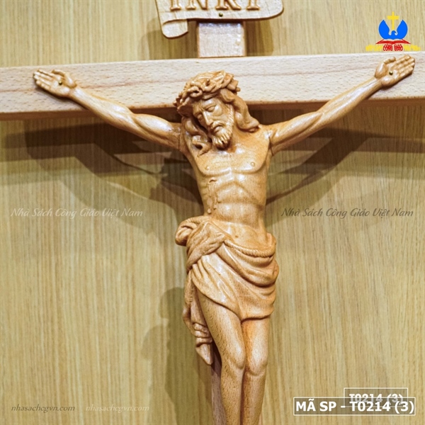 Thánh giá chịu nạn gỗ beech 45cm treo (Chúa 25cm)_thumbnail_2
