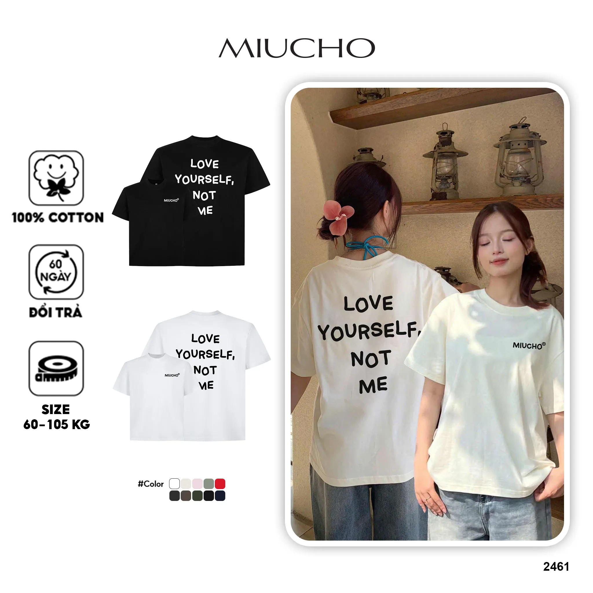 Áo thun boxy basic phong cách Hàn Quốc AXD2461 Miucho tay ngắn cổ tròn chất cotton co giãn dày dặn thoáng mát_thumbnail_1