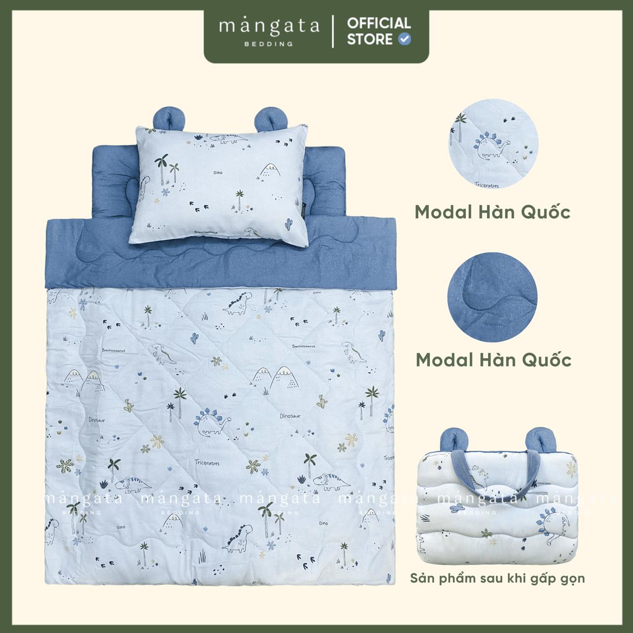 Mẫu Khủng long xanh - Bộ chăn gối gấp gọn đi học _thumbnail_1