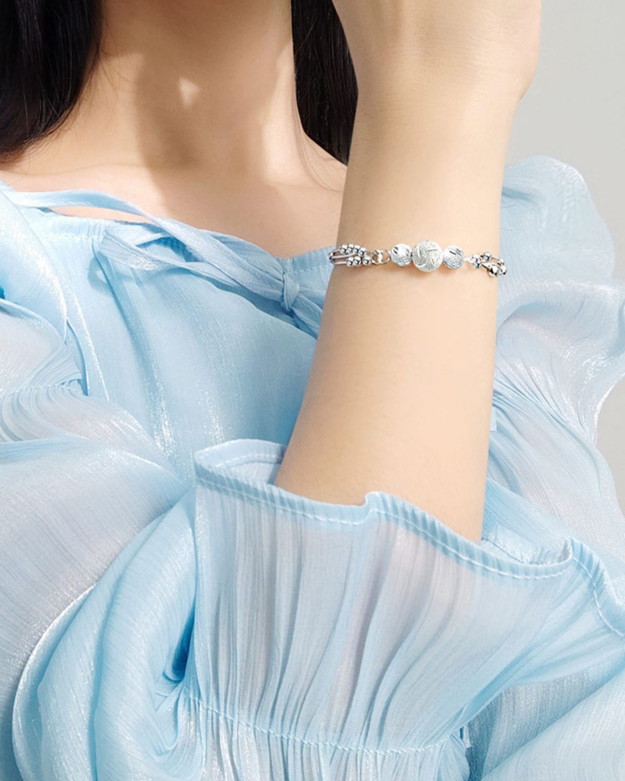 Vòng Tay Xi Bạc Moonlight – Thiết Kế Hạt Tròn Khắc Tinh Xảo_thumbnail_2