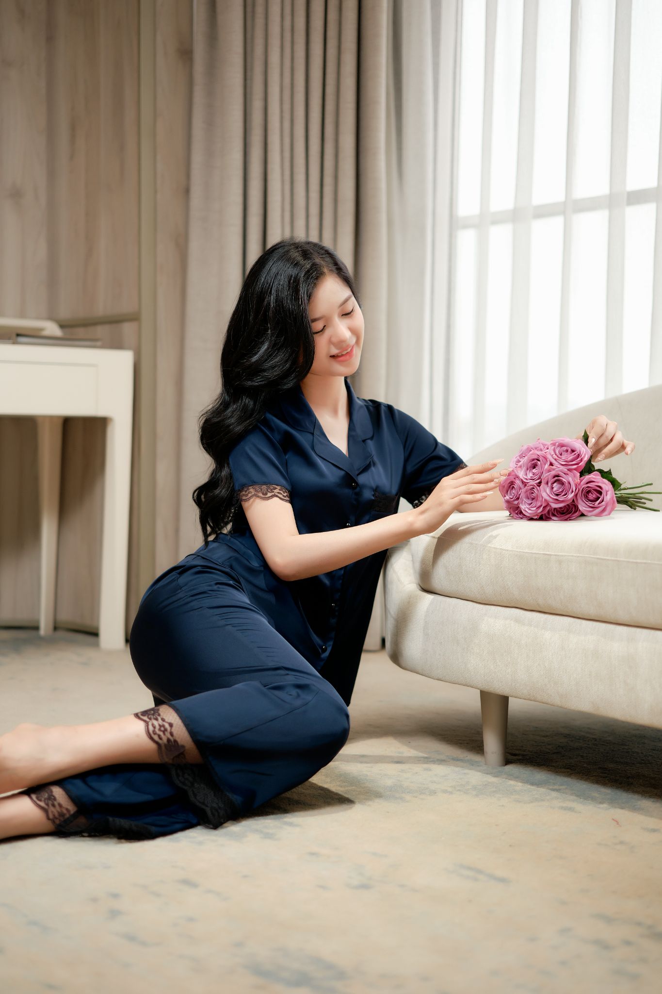 Bộ ngủ áo cộc tay, quần dài BN330