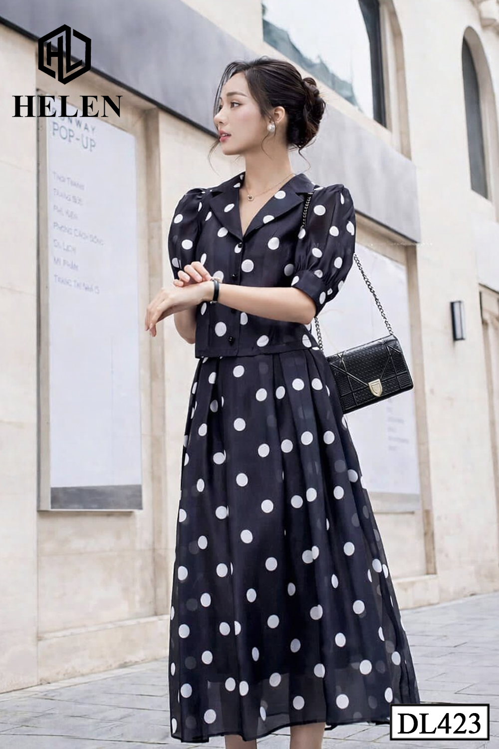 Đầm liền giả set chấm bi DL423