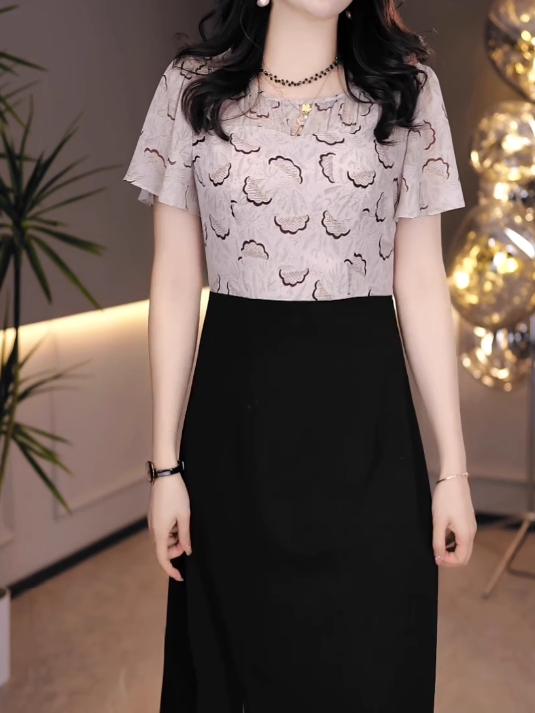 16800-Đầm xoè phối voan tay  tiên in 3D ( voan , chéo nhật) dây kéo hông_thumbnail_1