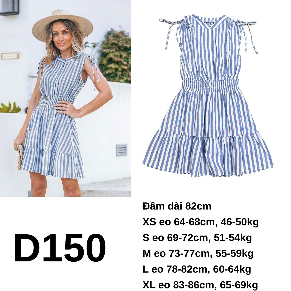 D150 ĐẦM SỌC LINEN