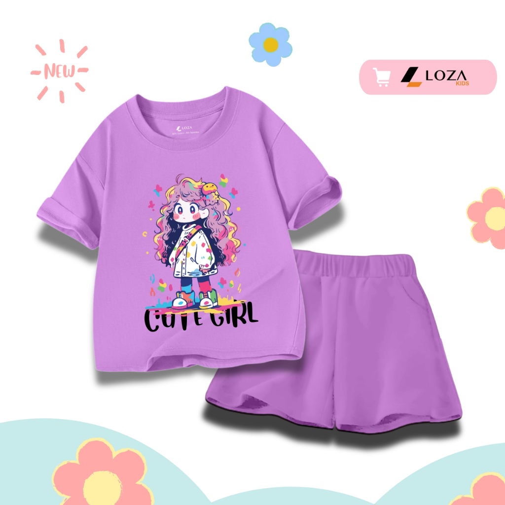 Đồ bộ bé gái in hình 'Bé gái cute girl' -  Loza Kids SB359_thumbnail_1
