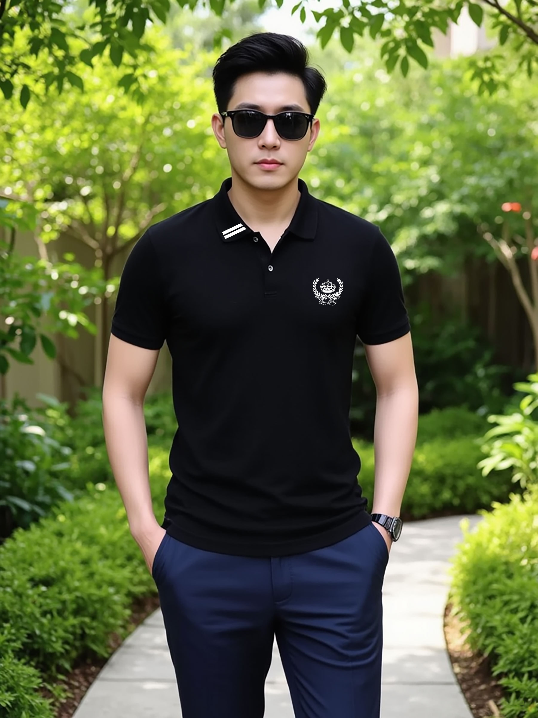 Áo polo nam form vừa 1948 Lion King vải cá sấu đứng form thoáng mát in basic_thumbnail_4