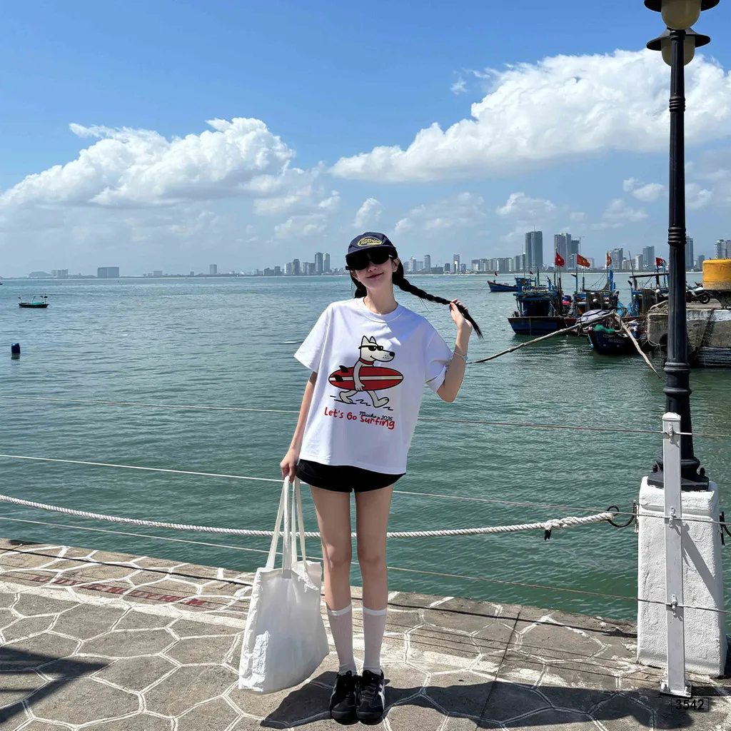 Áo thun boxy phong cách streetwear summer Miucho 3542_thumbnail_4