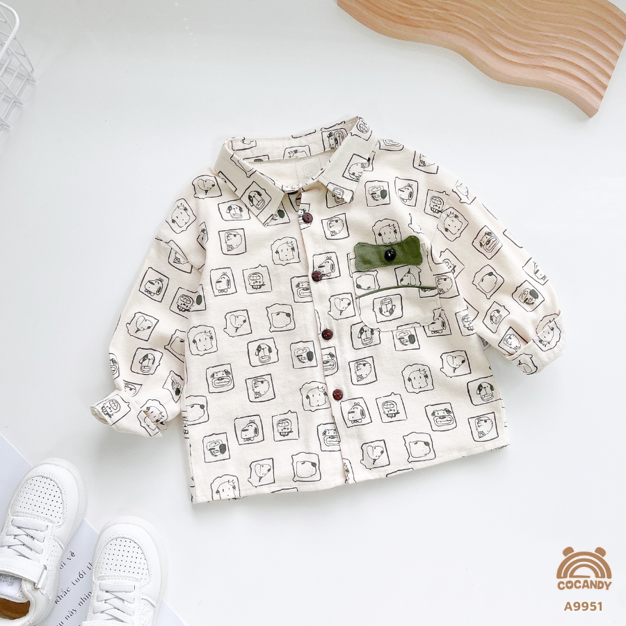 Áo dài TRẮNG họa tiết chuppy dog nẹp xanh rêu_thumbnail_2