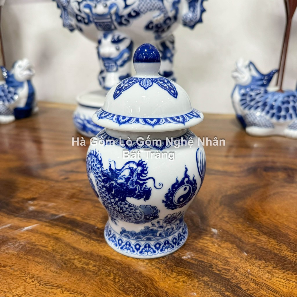 Choé Thờ Cúng, Chum Đồ Thờ Cúng Bát Tràng Men Trắng Rồng - Hoa Sen Đồ Thờ Cúng Bát Tràng- MEN TRẮNG_thumbnail_1
