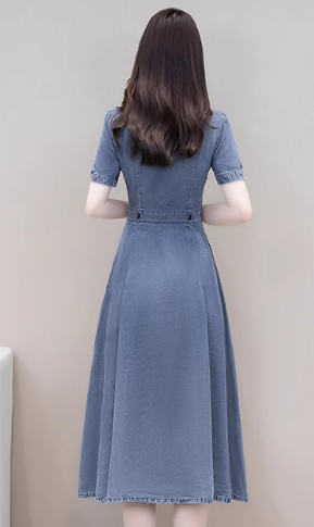 16559-Đầm  xòe jean lụa denim eo nẹp phụ kiện  ( jean lụa)_thumbnail_1
