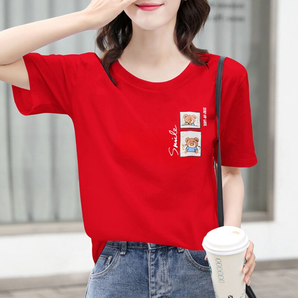 [Form Vừa] Áo thun nữ form vừa in hai hình gấu SMILE - Áo phông nữ VT7261_thumbnail_3