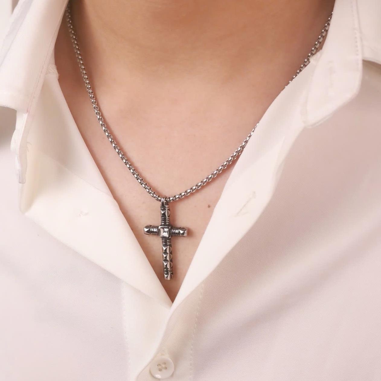 Vòng cổ titan thánh giá đá trắng_thumbnail_3