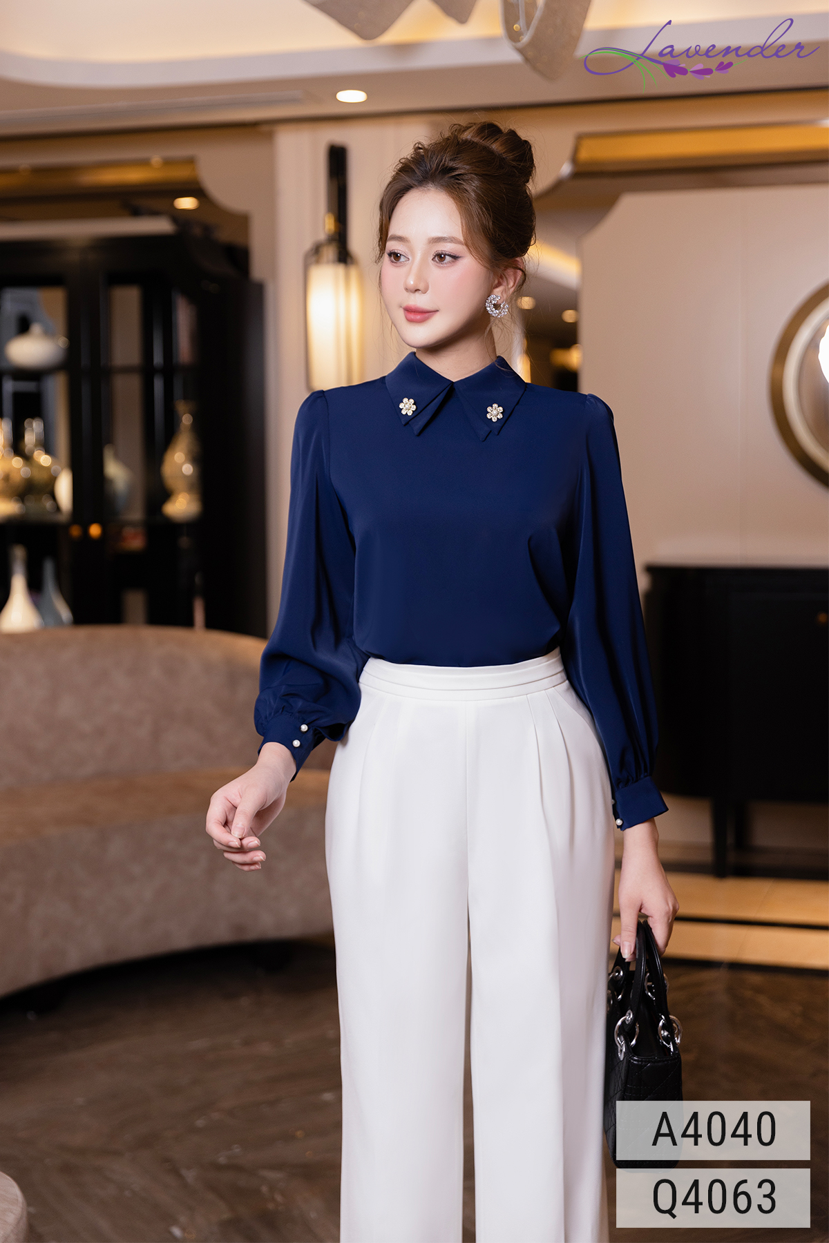 Set Áo sơ mi tím than cổ sen nhọn đính phụ kiện SET4040_thumbnail_3