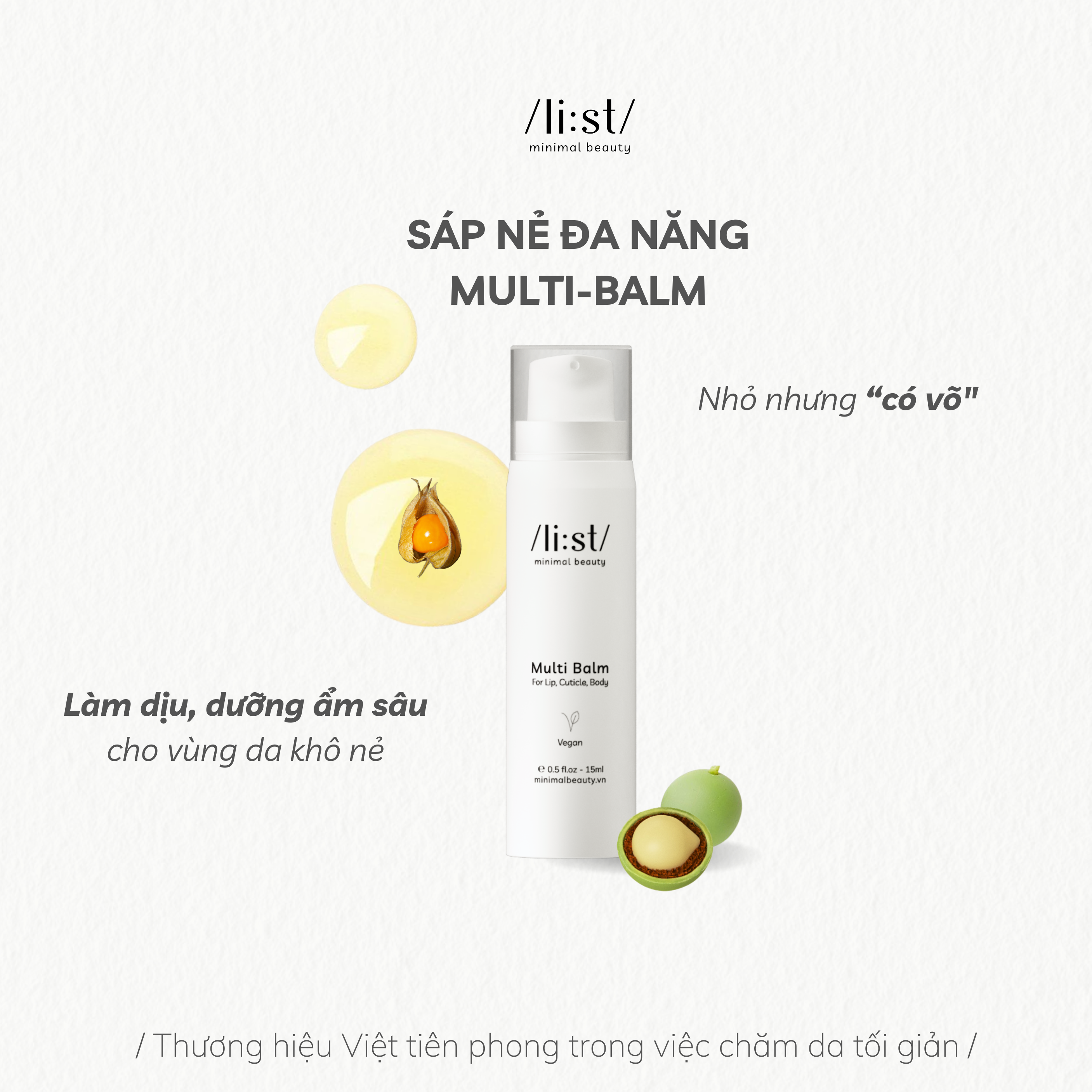 Sáp Nẻ Đa Năng Li:st Dưỡng Ẩm Sâu Cho Làn Da Khô Nẻ, Dưỡng Môi, Làm Dịu và Giảm Ngứa Các Nốt Do Côn Trùng Cắn Multi-Balm 15g