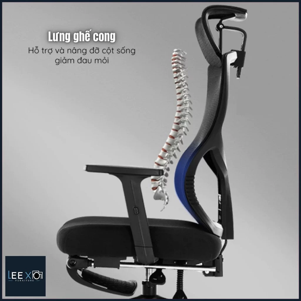 Ghế Xoay Văn Phòng Công Thái Học LXVIO – Ghế Xoay Lưng Lưới Thoáng Khí, Nệm Êm Thoải Mái, Thư Giãn Suốt Ngày Làm Việc_thumbnail_3