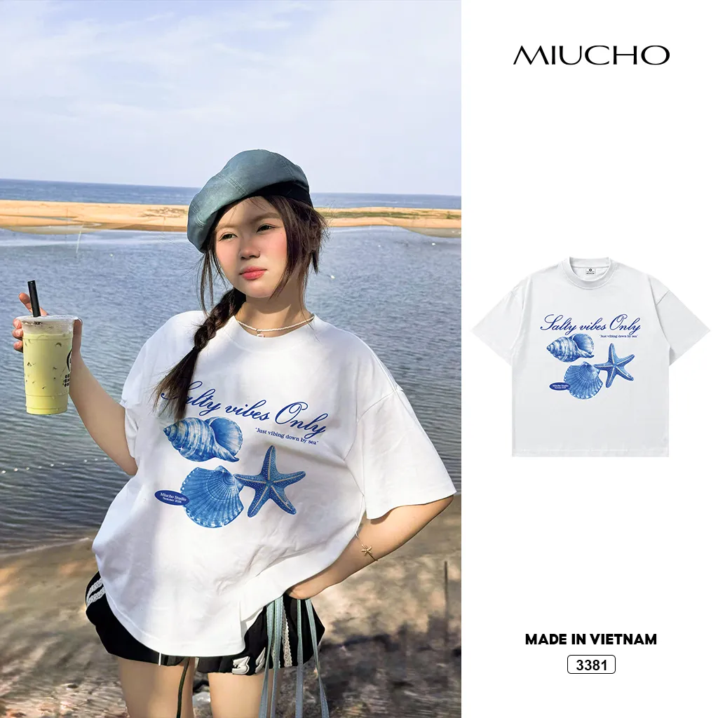 Áo thun boxy unisex sao biển mùa hè Miucho 3381