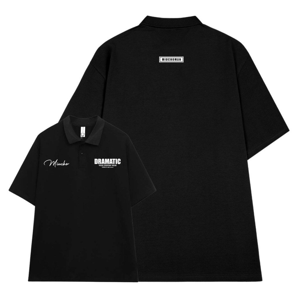 Áo polo nam form rộng PLD287 Miucho Man cotton cổ trụ in typography_thumbnail_7