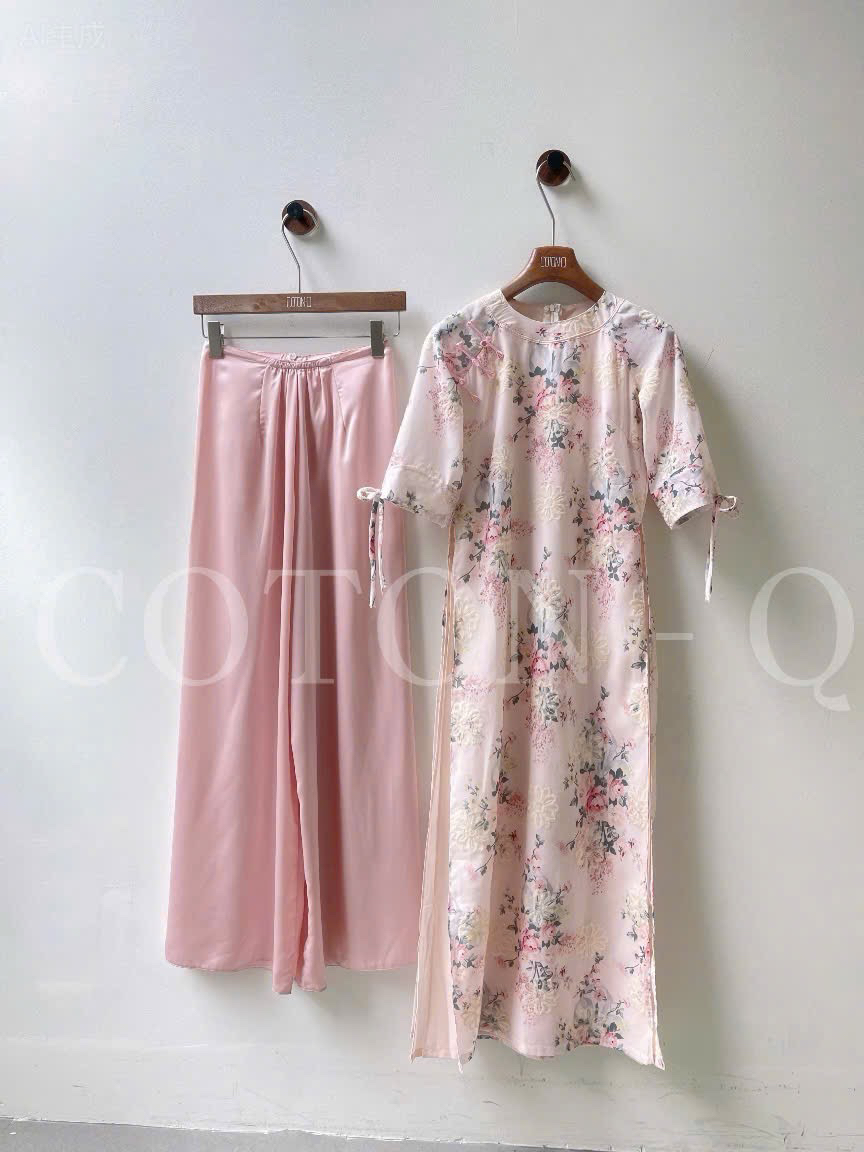 HJ96 Set áo dài hoa in thêu + quần