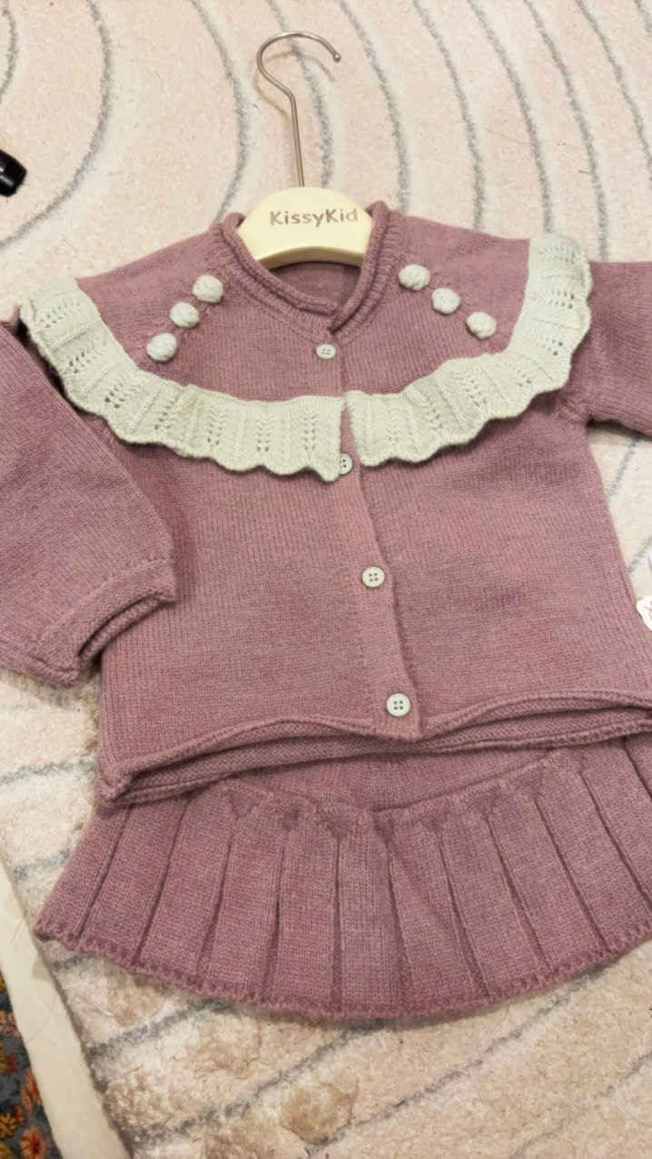 (C7) Set váy len 2 chi tiết màu hồng cổ sen kèm chân váy_thumbnail_0