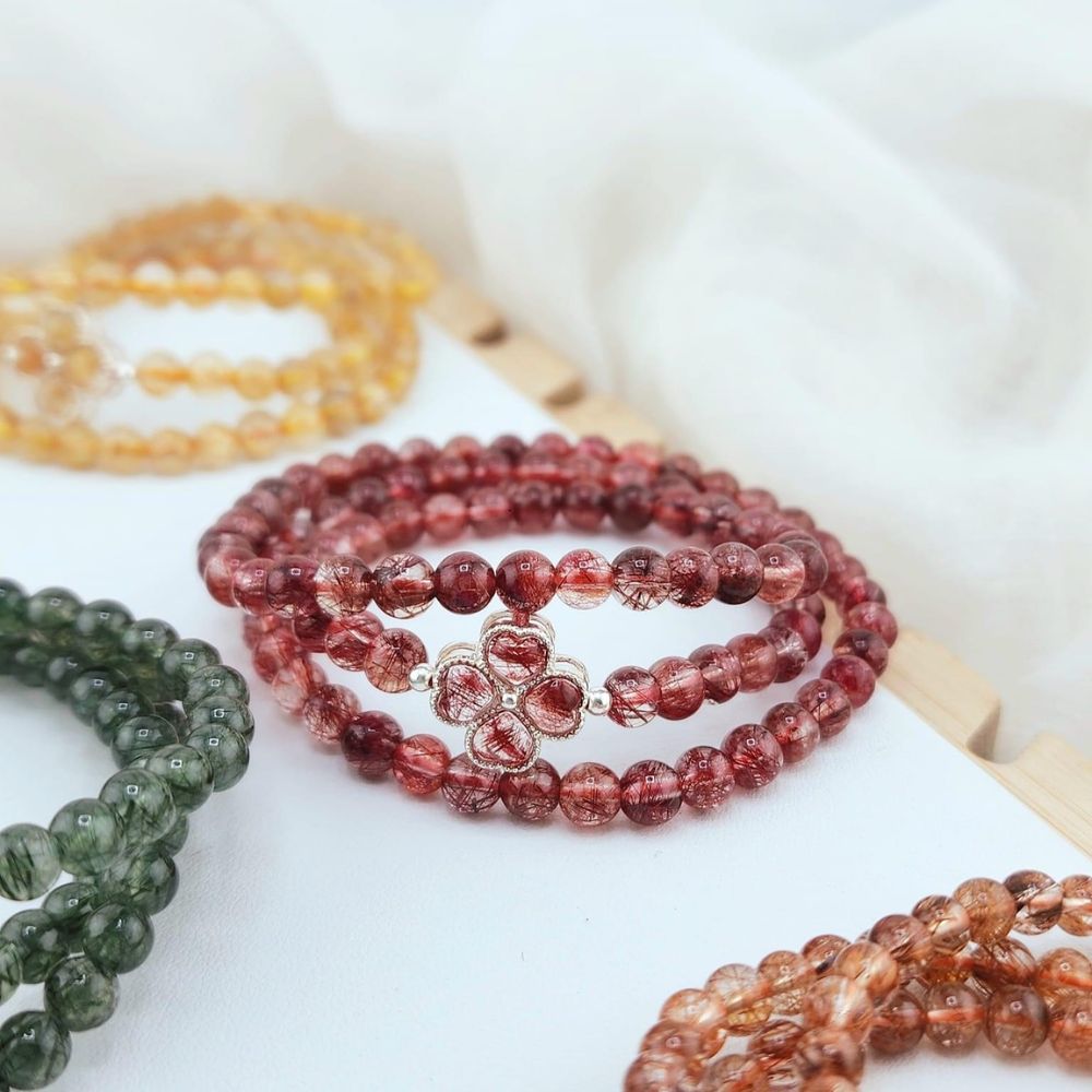 PT204 - Chuỗi vòng thạch anh mix cỏ 4 lá may mắn_thumbnail_1