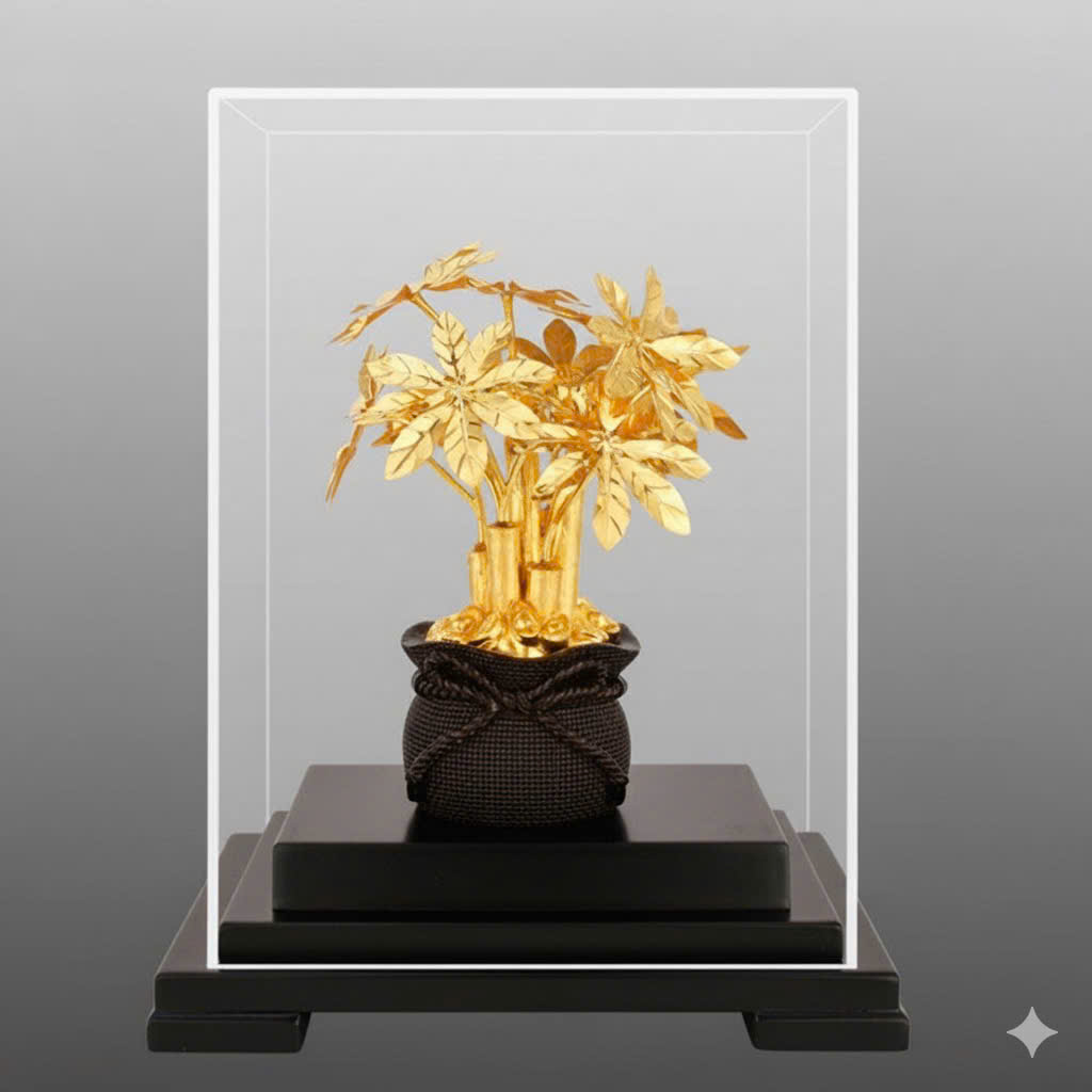 Cây kim ngân quà tặng mạ vàng 24k KT 22CM _thumbnail_3