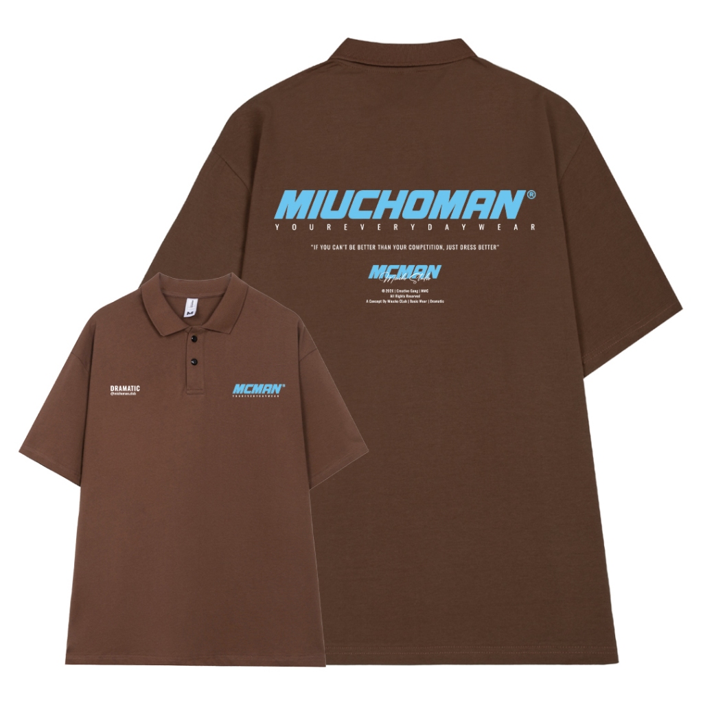 Áo polo nam form rộng PLD390 Miucho Man cotton cổ trụ in typography_thumbnail_3