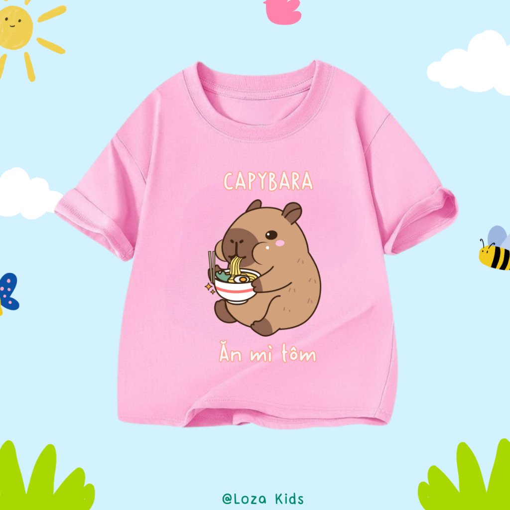 Áo thun cho bé in hình 'Capybara ăn mì tôm' - Loza Kids AT2784_thumbnail_2