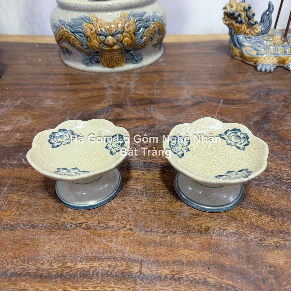 Chân Nến Men Rạn Trơn - Đồ Thờ Cúng Bát Tràng - hàng loại 1 Nghệ nhân chế tác_thumbnail_1