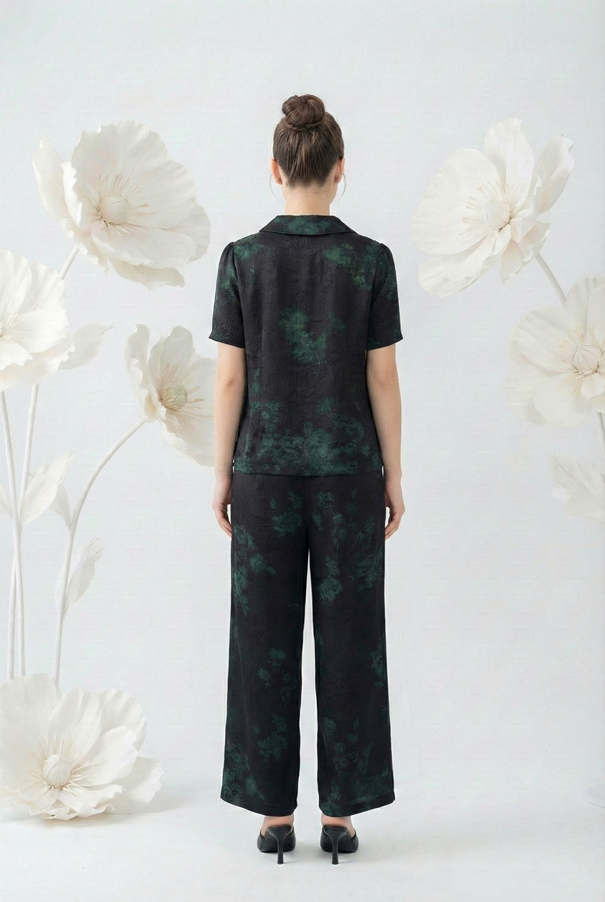 Bộ quần và áo suông vải lụa nhăn cổ bẻ tay ngắn thiết kế MAZANO_thumbnail_4