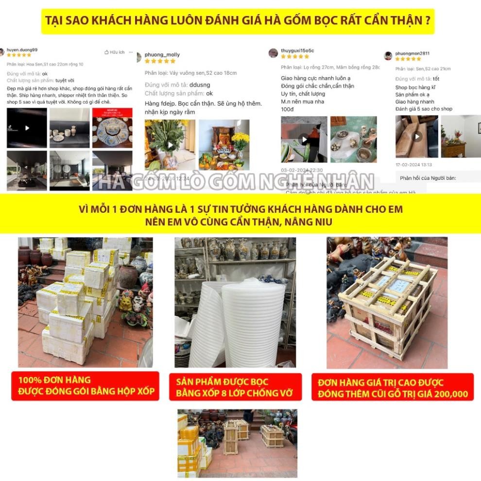 HG266 Đồ Thờ Cúng Bộ 23 món ban thờ 1M75 men trắng nghệ nhân Bát Tràng chế tác TẶNG Thất Bảo, Tro Nếp_thumbnail_3