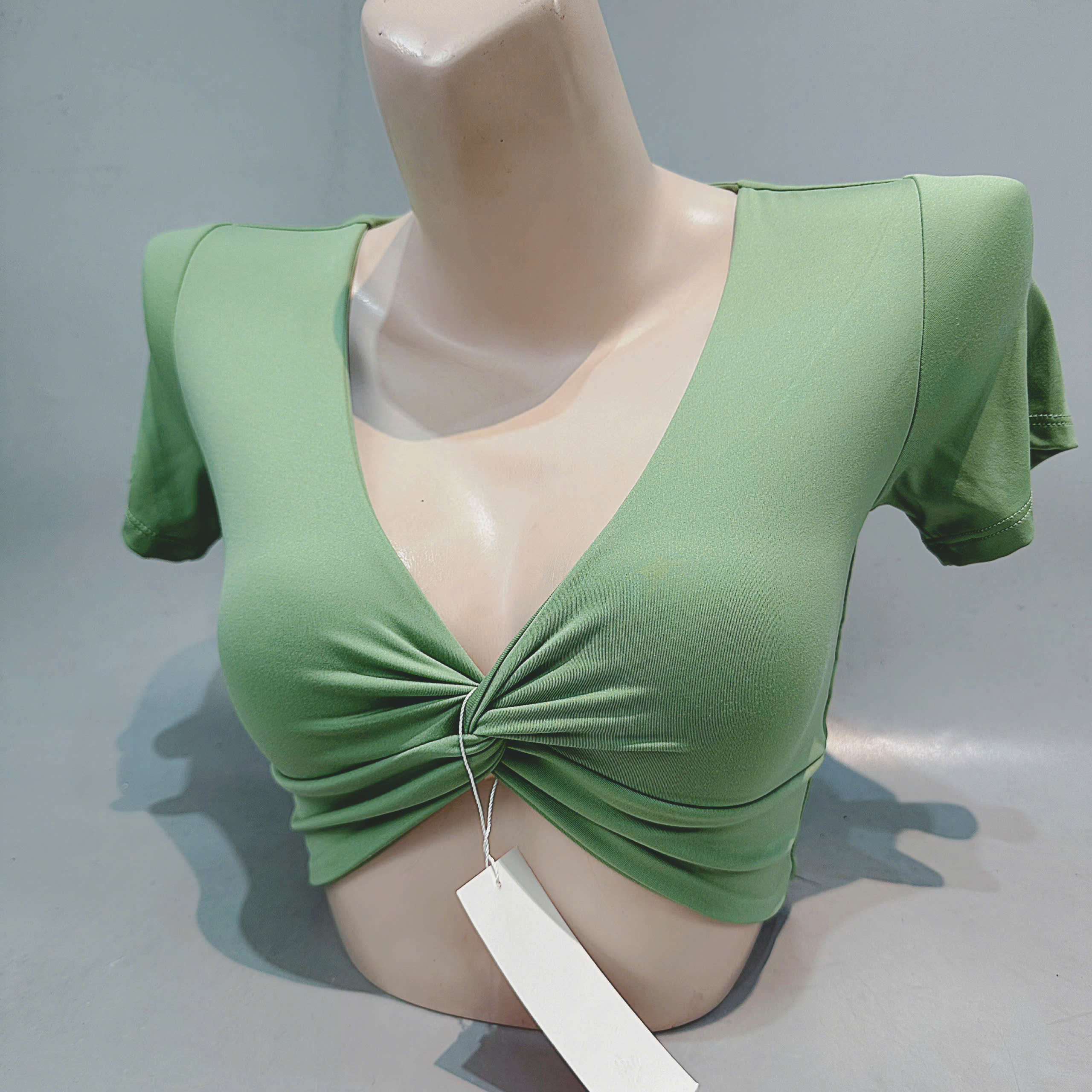 Áo Croptop Thể Thao Tay Ngắn Xoắn Nơ_thumbnail_11