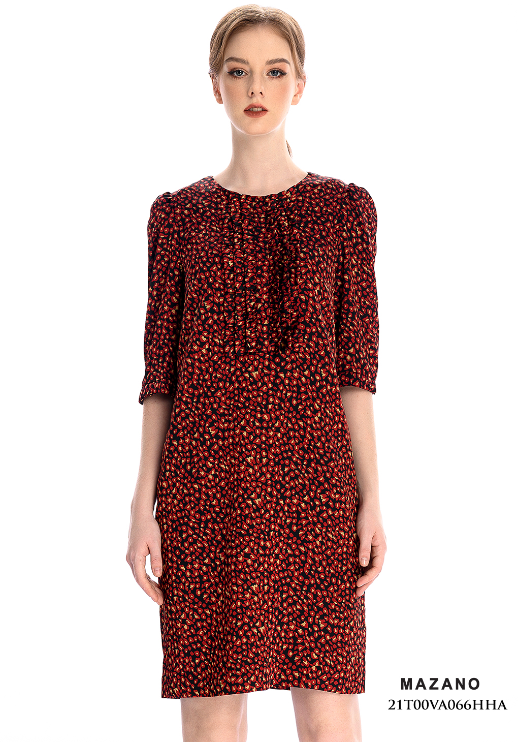 Đầm suông đỏ họa tiết bèo trang trí_thumbnail_3