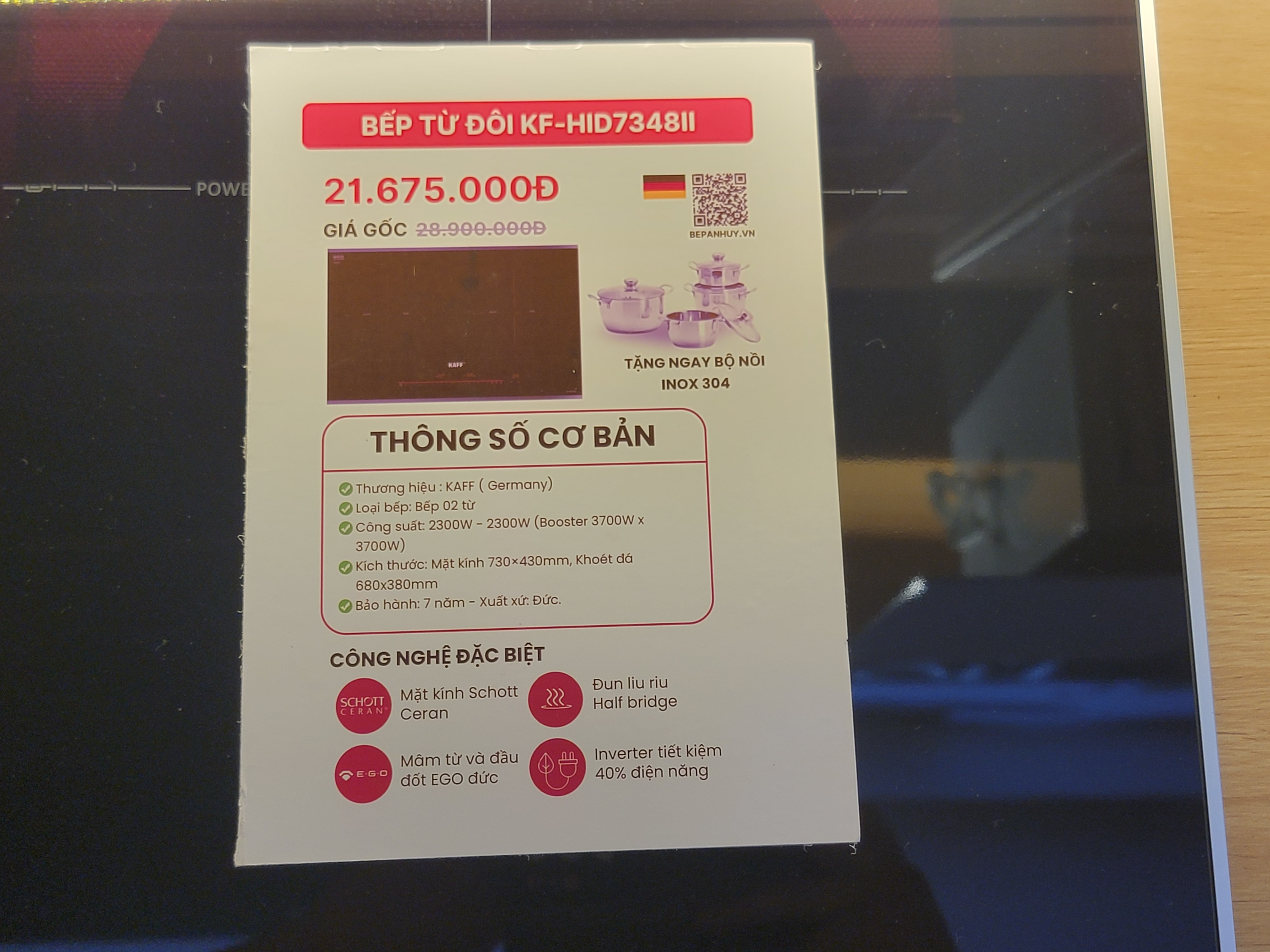 Bếp từ đôi KF-HID7348II trưng bày