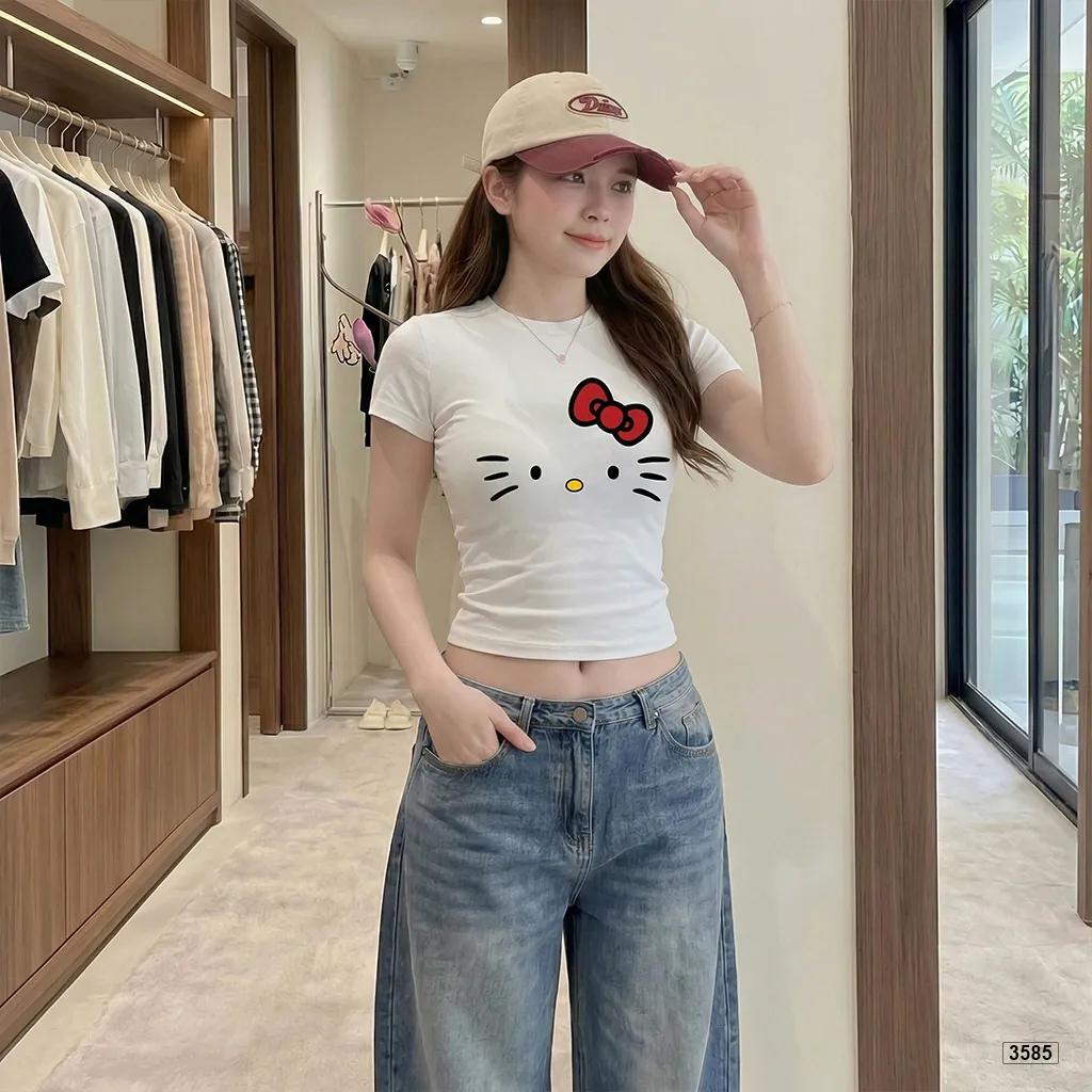 Áo baby tee nữ ôm body hack dáng kitty đáng yêu Beezy 3585_thumbnail_3
