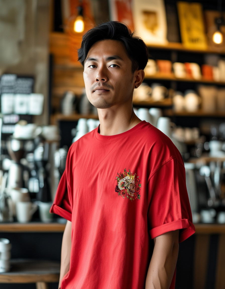 Áo phông tết form rộng cổ tròn vải cotton 4c co giãn thoáng mát 1823 Miucho Iconic in graphic_thumbnail_3