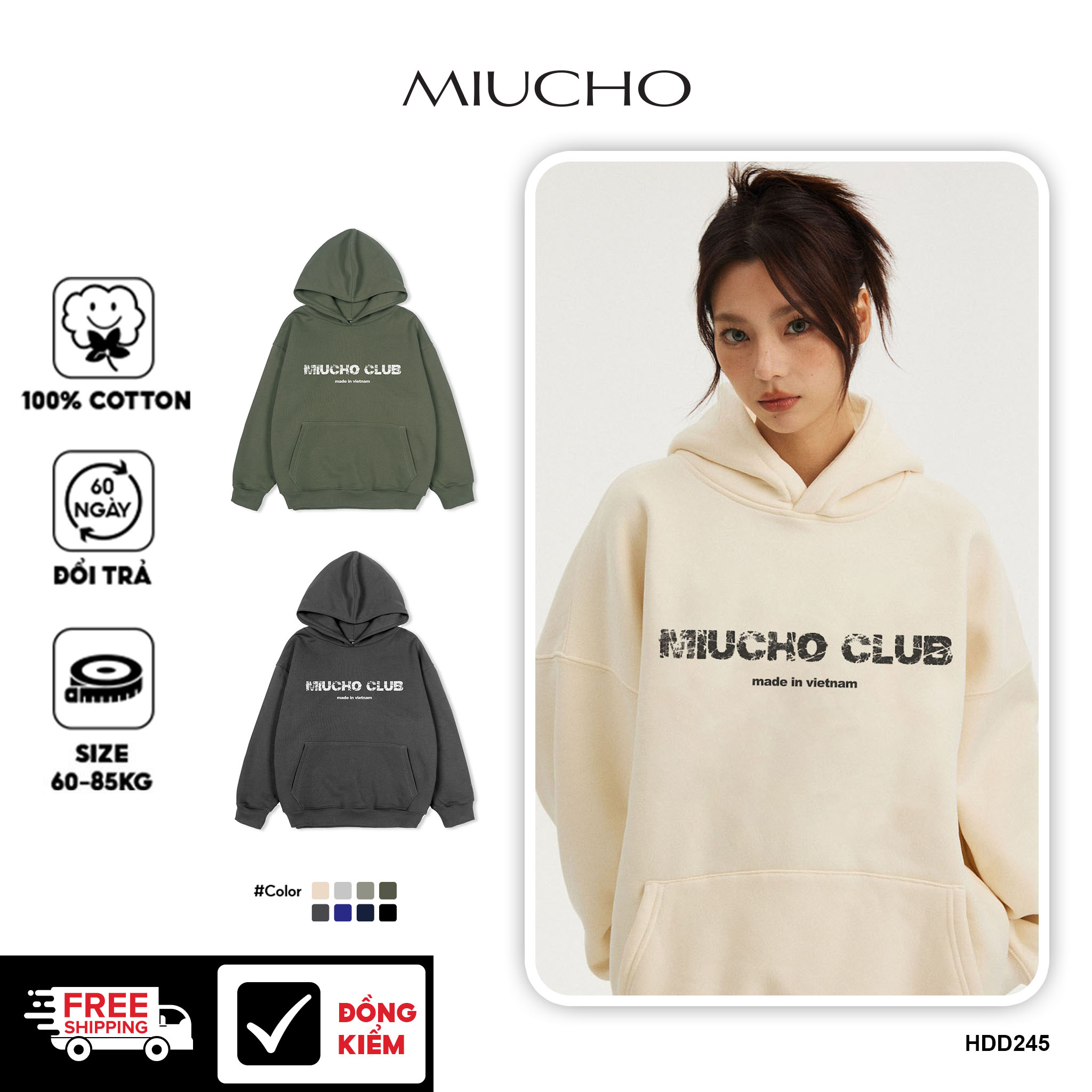 Áo hoodie nữ form rộng HDD245 Miucho chân cua dày dặn in typography_thumbnail_1