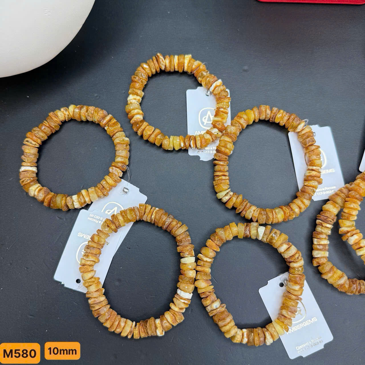 Lắc Tay Hổ Phách Thô Bánh Xe - M580