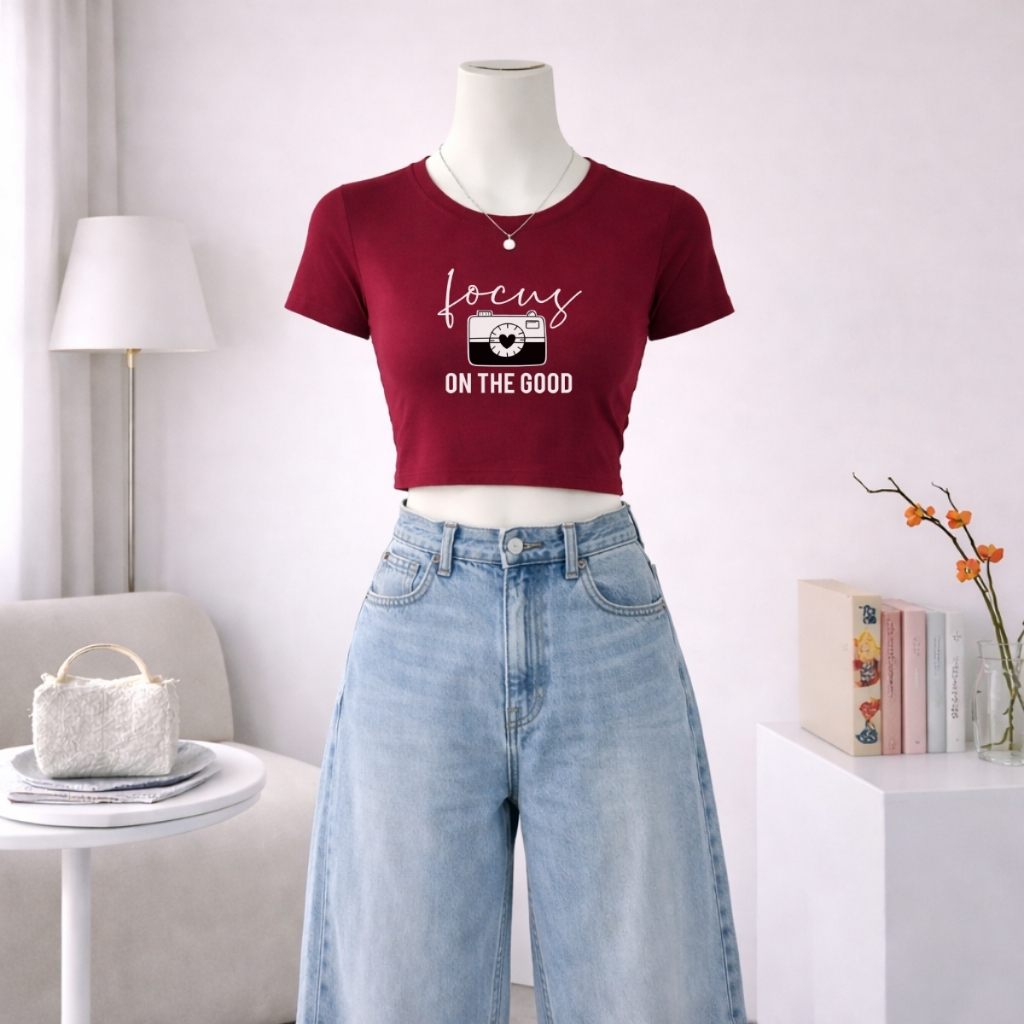 Áo croptop nữ hình máy ảnh chữ focus on the good dáng ôm chất thun cotton local brand WETEE - WC1160_thumbnail_0