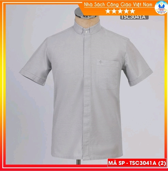 Áo sơ mi xám ngắn tay Vucano size L