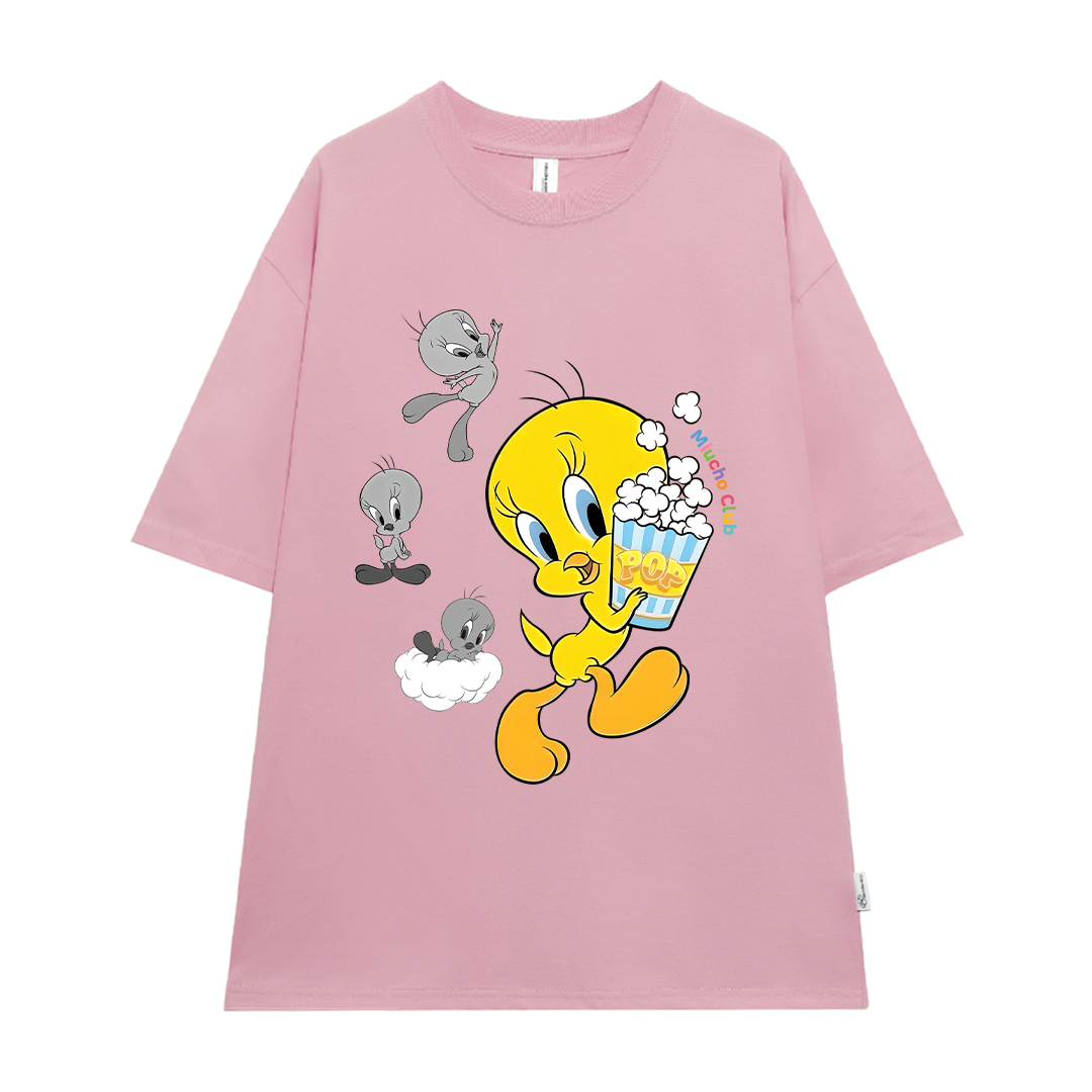 Áo thun nữ form rộng vịt vàng 2111 Miucho vải cotton 4c 220gsm cổ tròn in mix_thumbnail_6