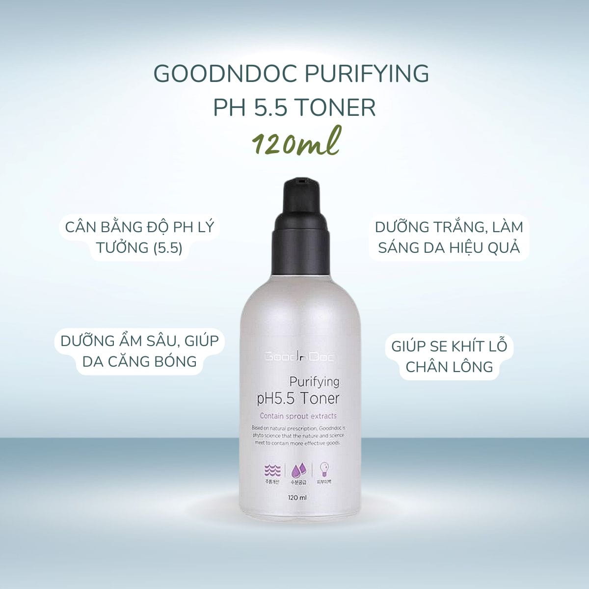 Nước Hoa Hồng Dưỡng Trắng Da Goodndoc Purifying Ph 5.5 Toner 120ml_thumbnail_1