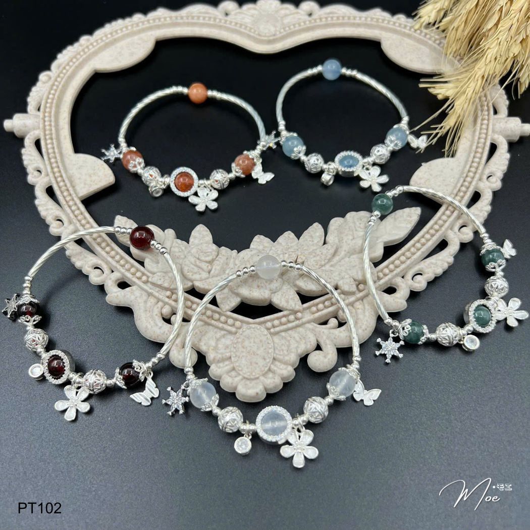 PT102 - Lắc tay đá tự nhiên mix hoa xuân hồ điệp bông tuyết (nhiều mẫu)_thumbnail_1