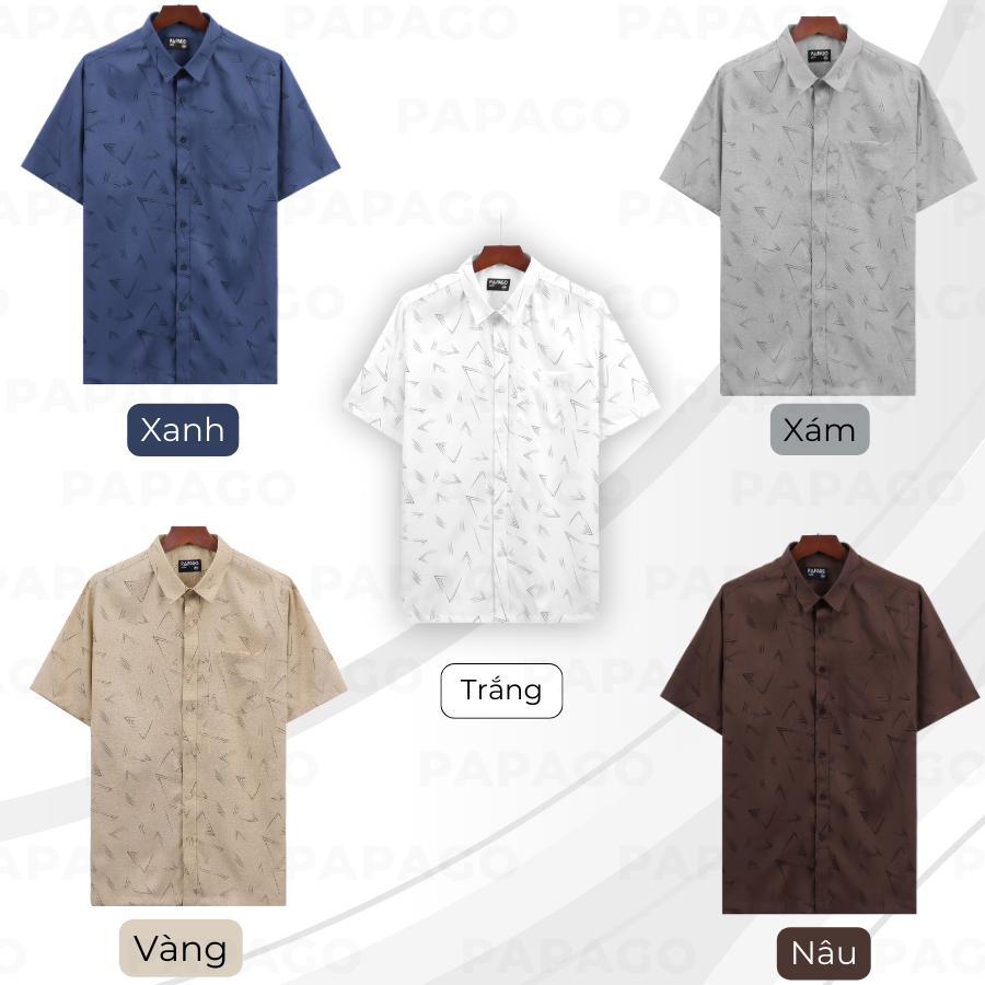 Áo sơ mi nam trung niên PAPAGO tay ngắn vải xô đũi thoáng mát lai ngang in họa tiết - P25SNHT012_thumbnail_6