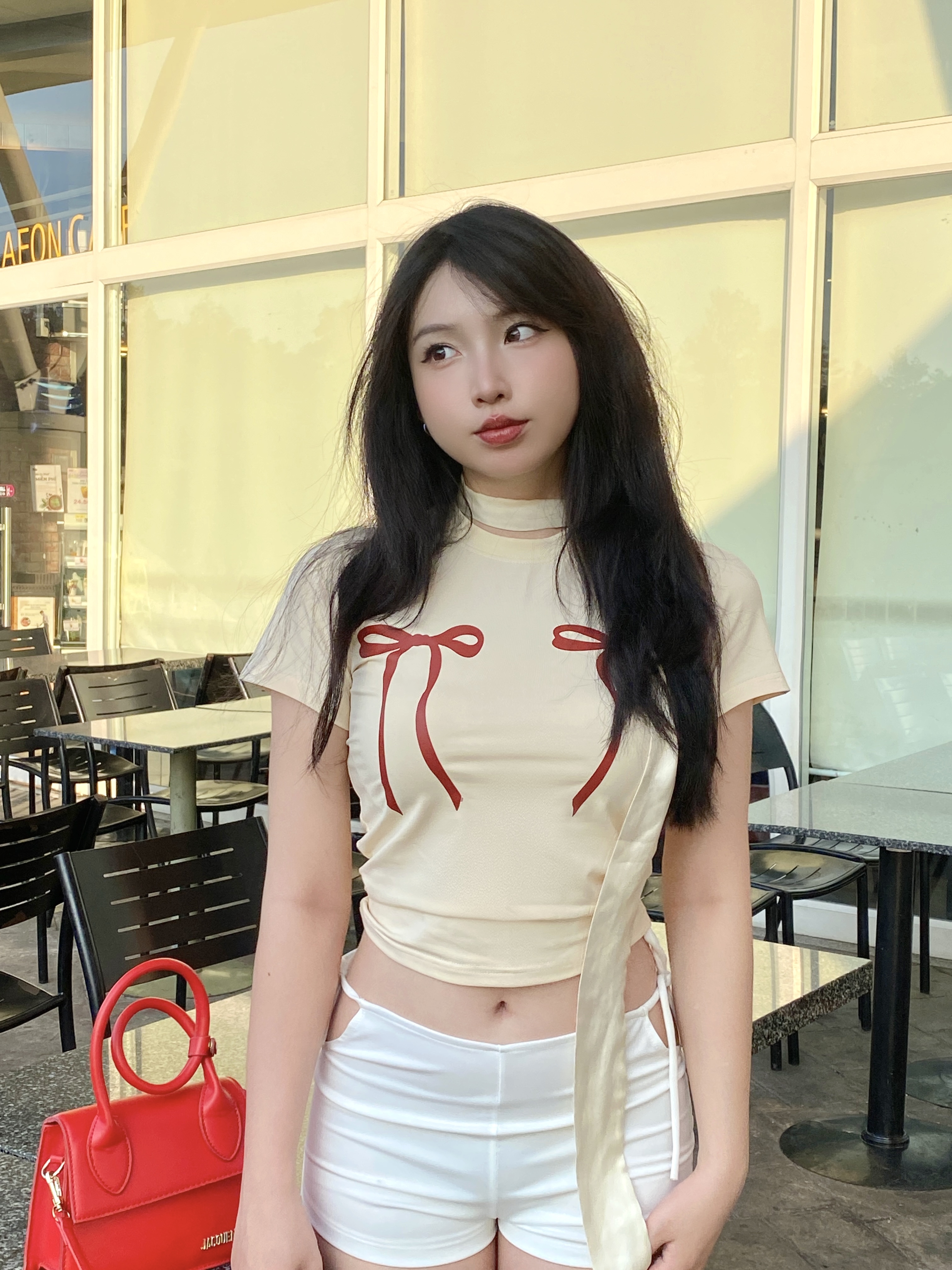 Áo thun baby tee form ôm xinh xắn hình nơ ABD1054 Miucho tay ngắn Cổ tròn hotrend in artwork_thumbnail_7