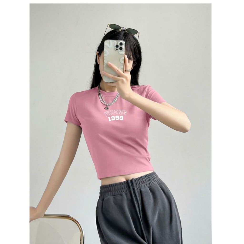 [Form Ôm] Áo croptop nữ ôm body Young 1999 - Áo thun croptop nữ LOZA CR8137_thumbnail_2