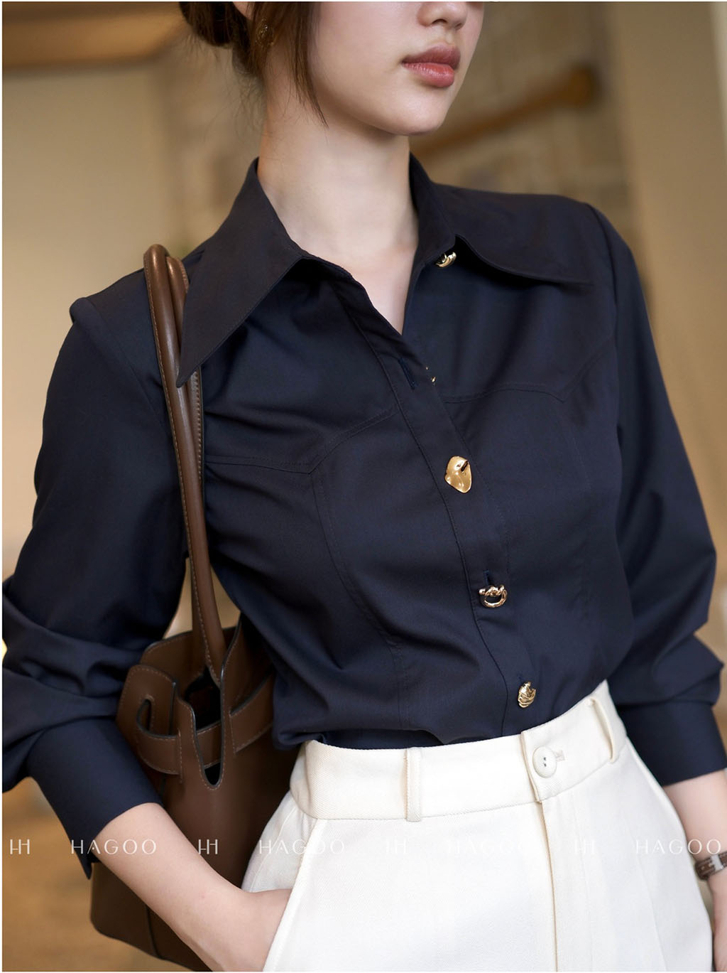 Áo sơ mi cúc trang trí xẻ sau HAGOO_thumbnail_6