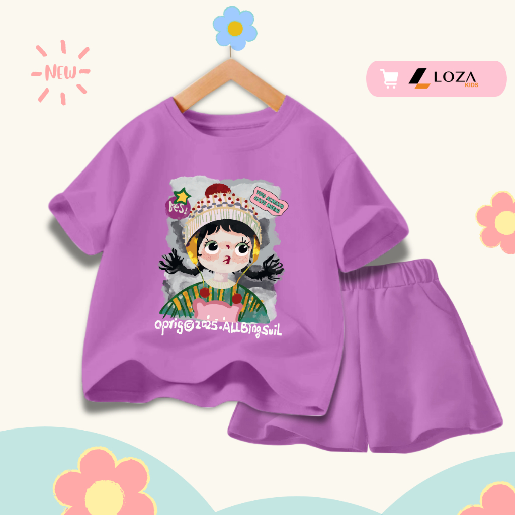 Đồ bộ bé gái in hình bé gái hot trend -  Loza Kids SB356_thumbnail_4